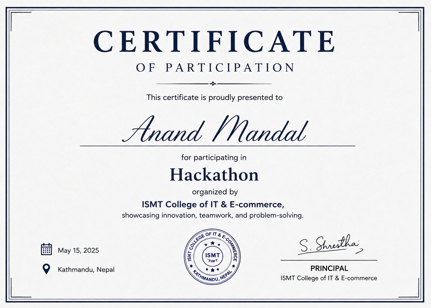 Hackathon Certificate