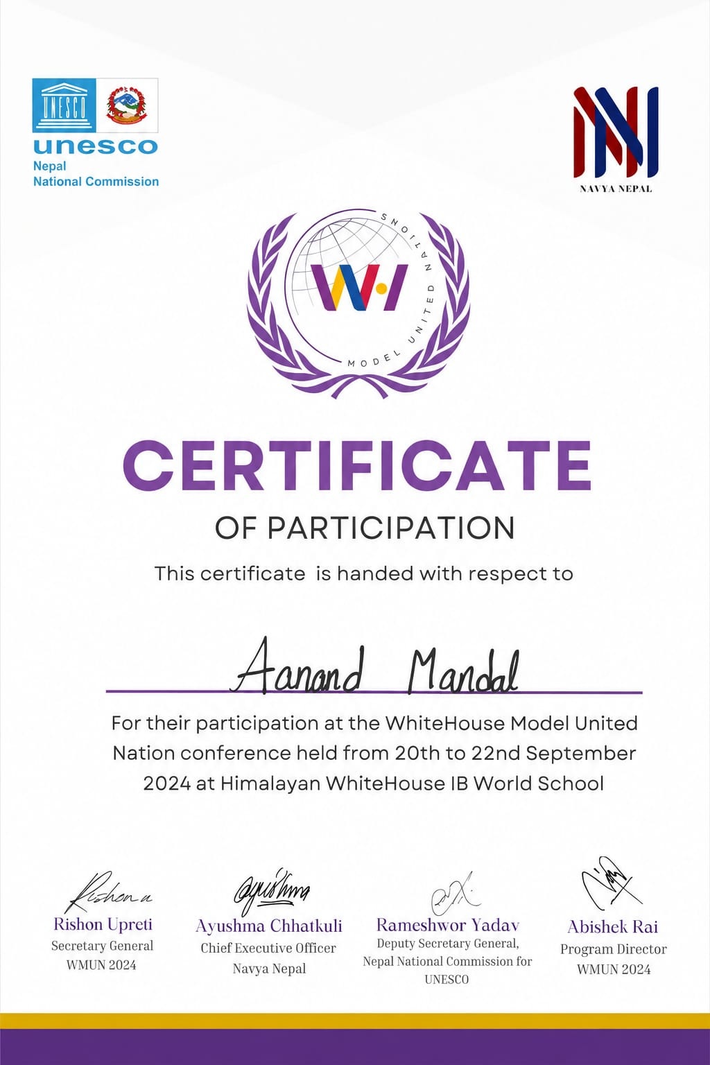 HWS.MUN Certificate